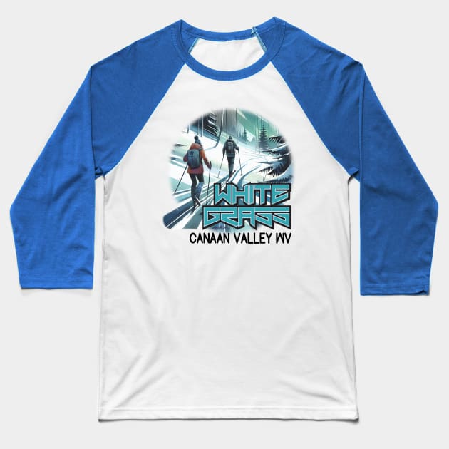 White Grass Blue Baseball T-Shirt by Billygoat Hollow